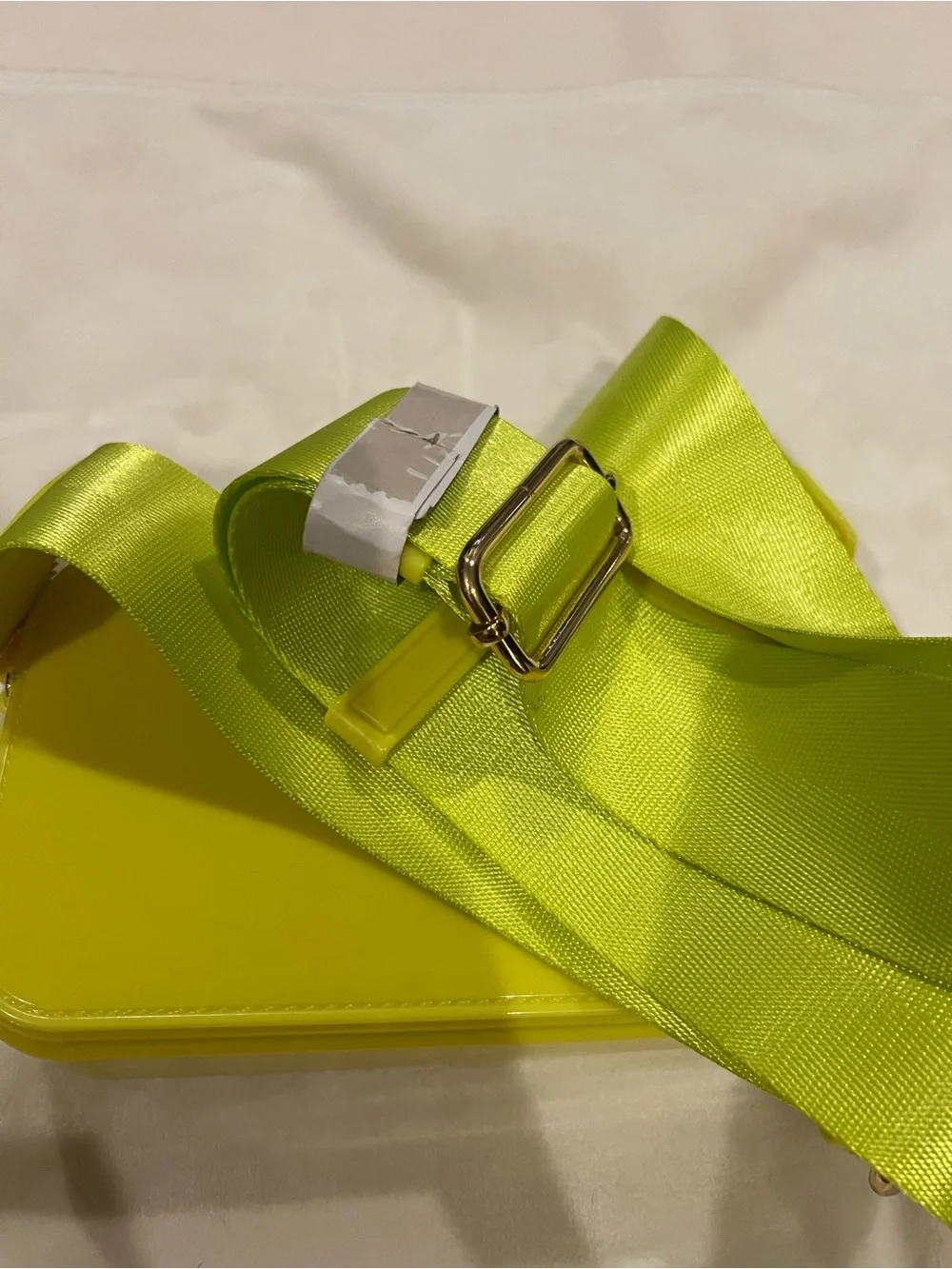 Caleesa Neon Yellow Patent Vegan Crossbody Bag - Picture 3 of 9
